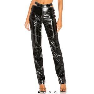 I.AM.GIA Paris Pants Black Vinyl Cutout Trousers Size M 796W
